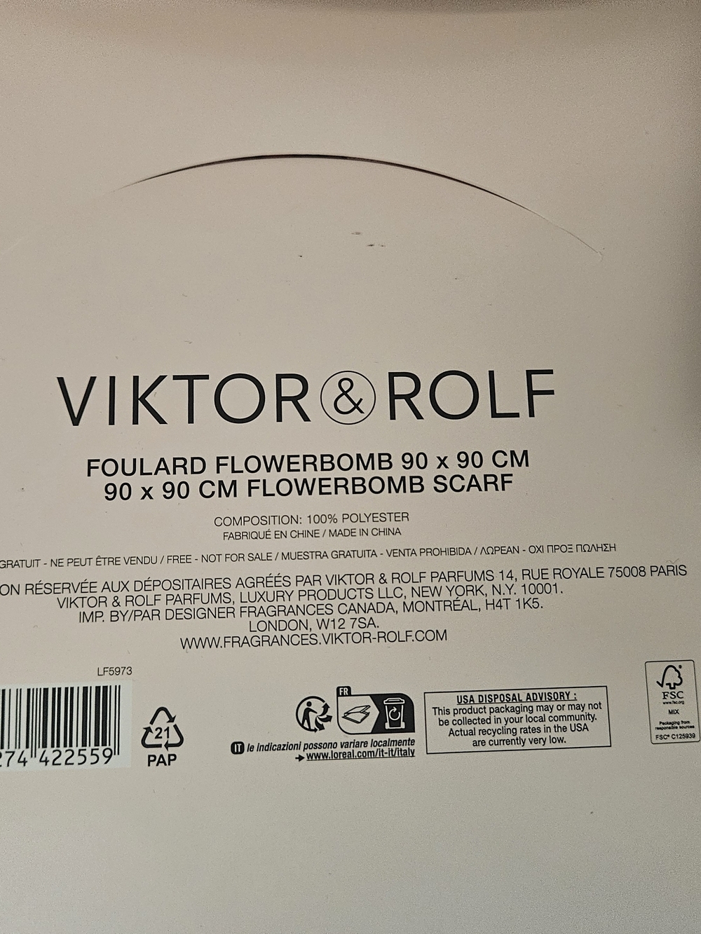 Viktor & Rolf Pink Floral Flowerbomb Scarf - Picture 3 of 3